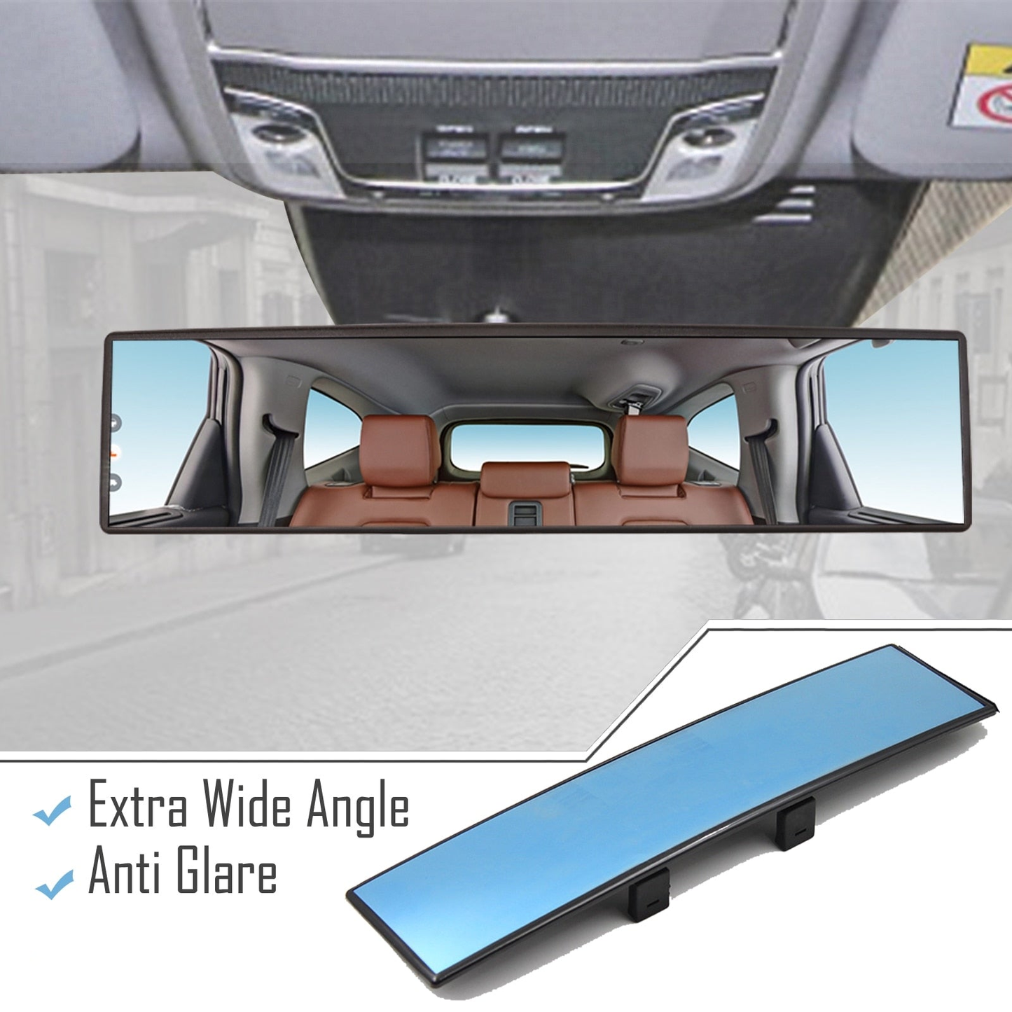 Wide angle anti glare rear view mirror