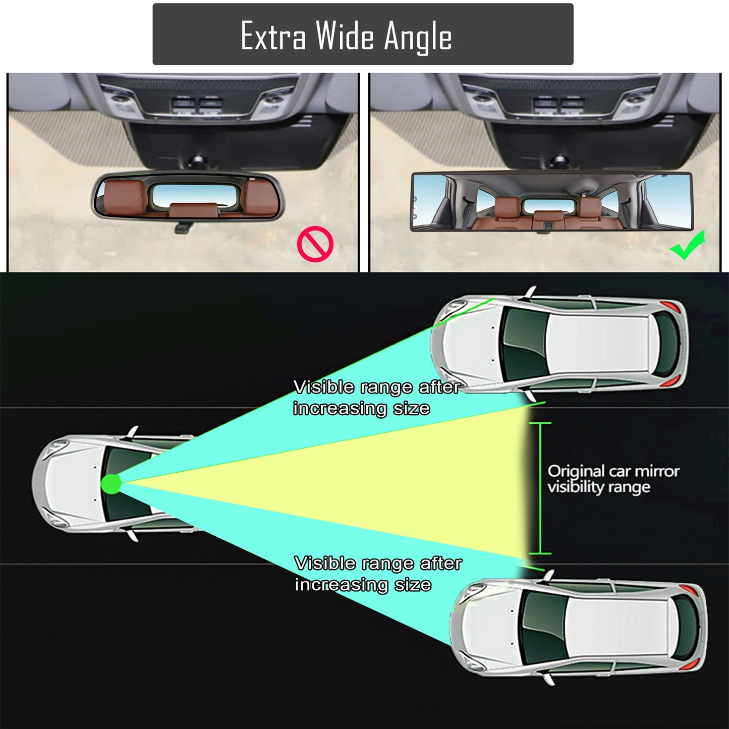 Wide angle anti glare rear view mirror